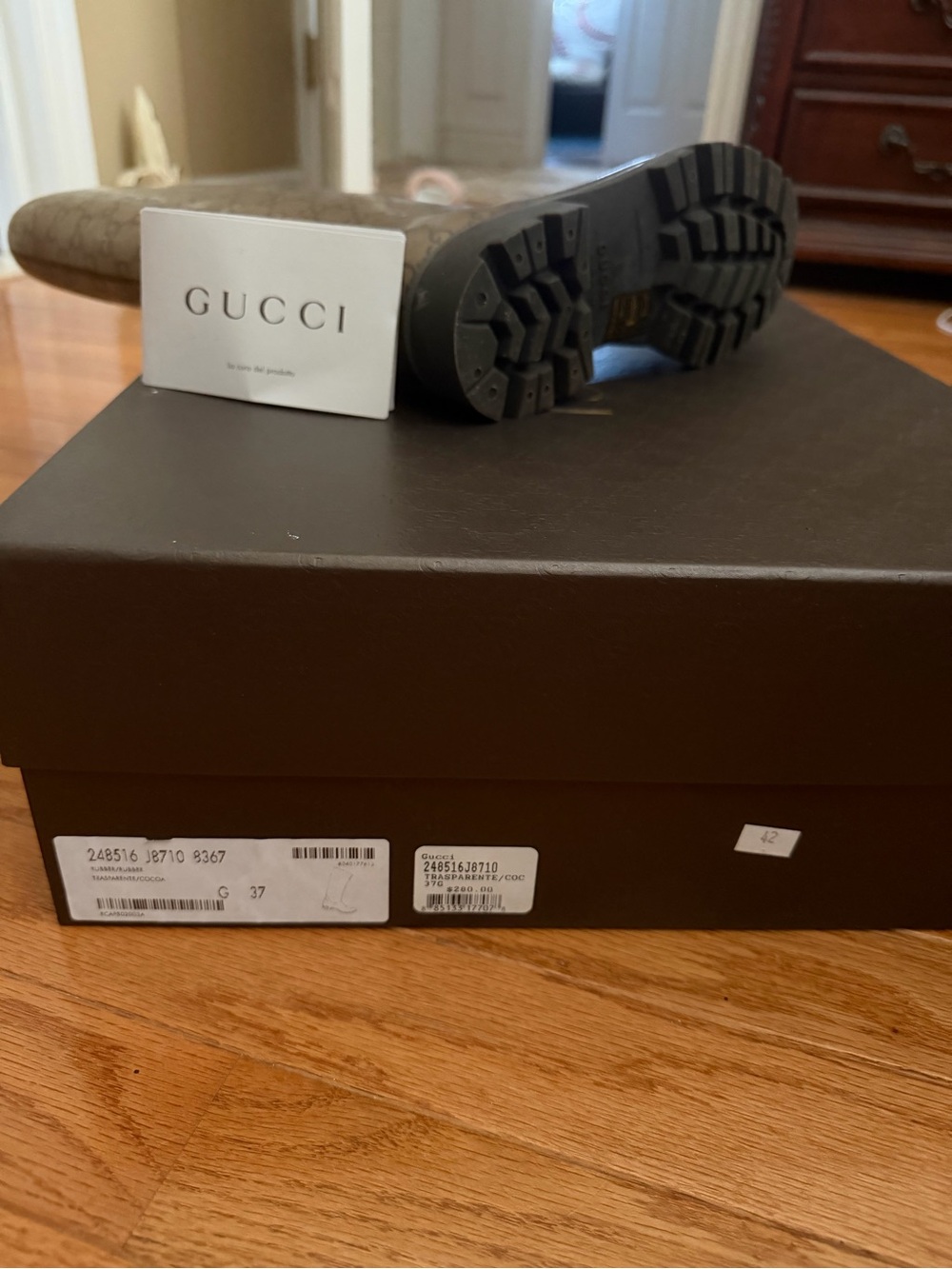 Gucci Beige/Brown GG Monogram Rain Boot - Picture 2 of 3